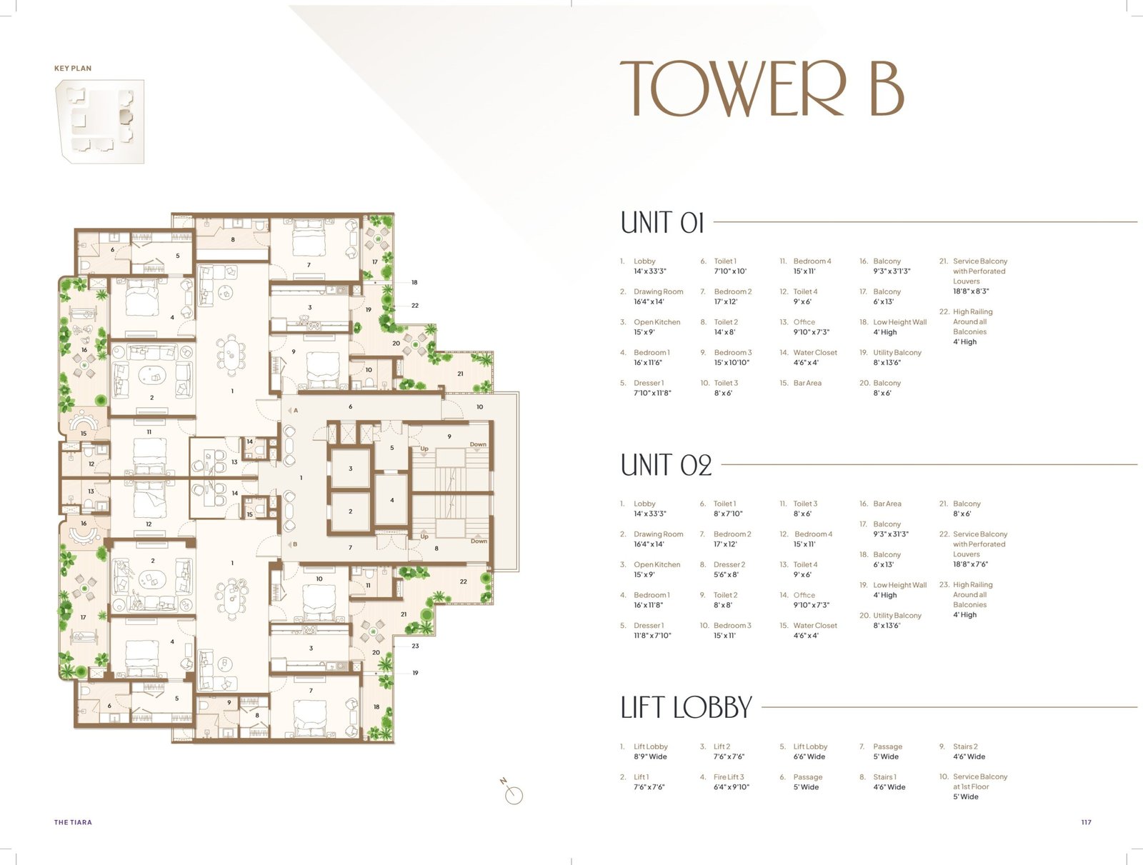 The Tiara New Chandigarh Tower B 4 BHK Floor Plan