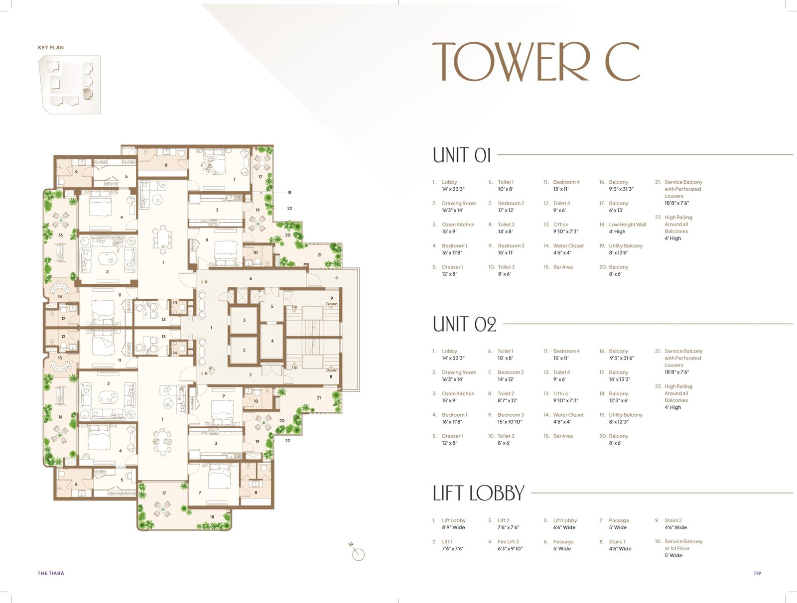 The Tiara New Chandigarh Tower C 4 BHK Floor Plan